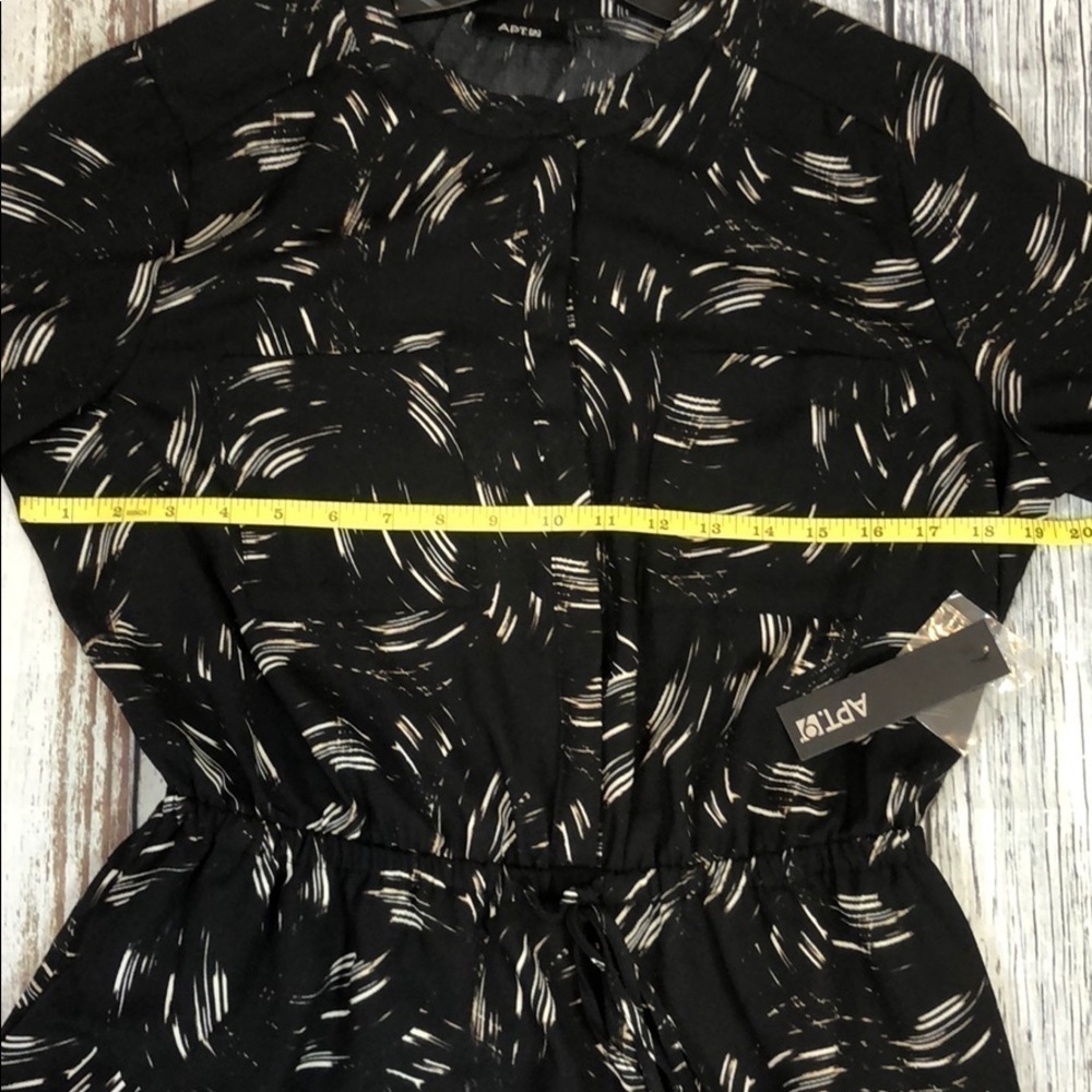 Apt 9 Dress Long Sleeves Black White Print Sz 12 - Picture 9 of 12